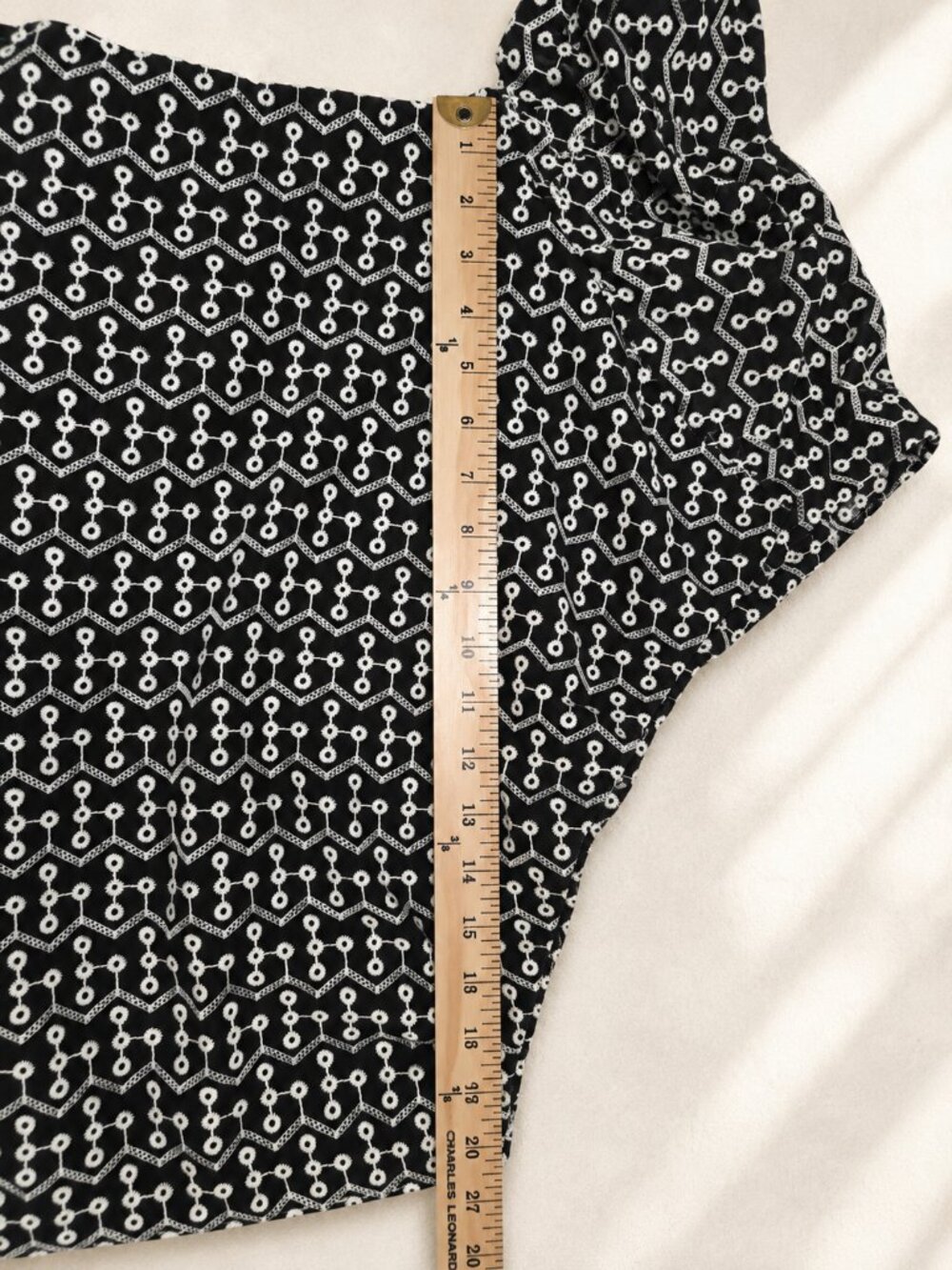 WHBM One Shoulder Embroidered Blouse Black White Size M NWOT - Picture 7 of 9